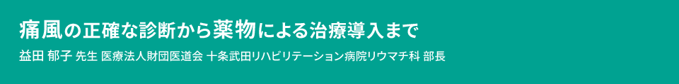 痛風の正確な診断から薬物による治療導入まで 益田 郁子 先生 医療法人財団医道会 十条武田リハビリテーション病院リウマチ科 部長